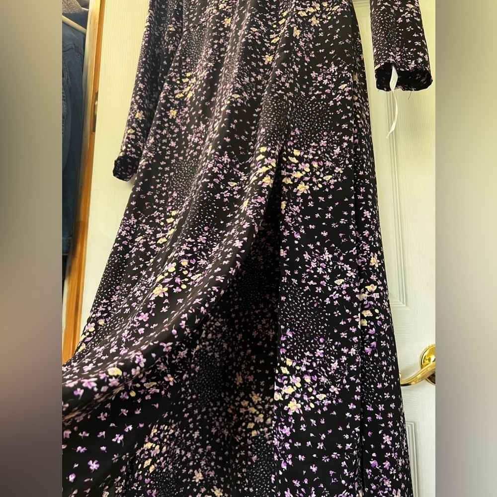 missguided slit dress ( floral, multicolored purple black ) size 4 maxi boho - Picture 7 of 9